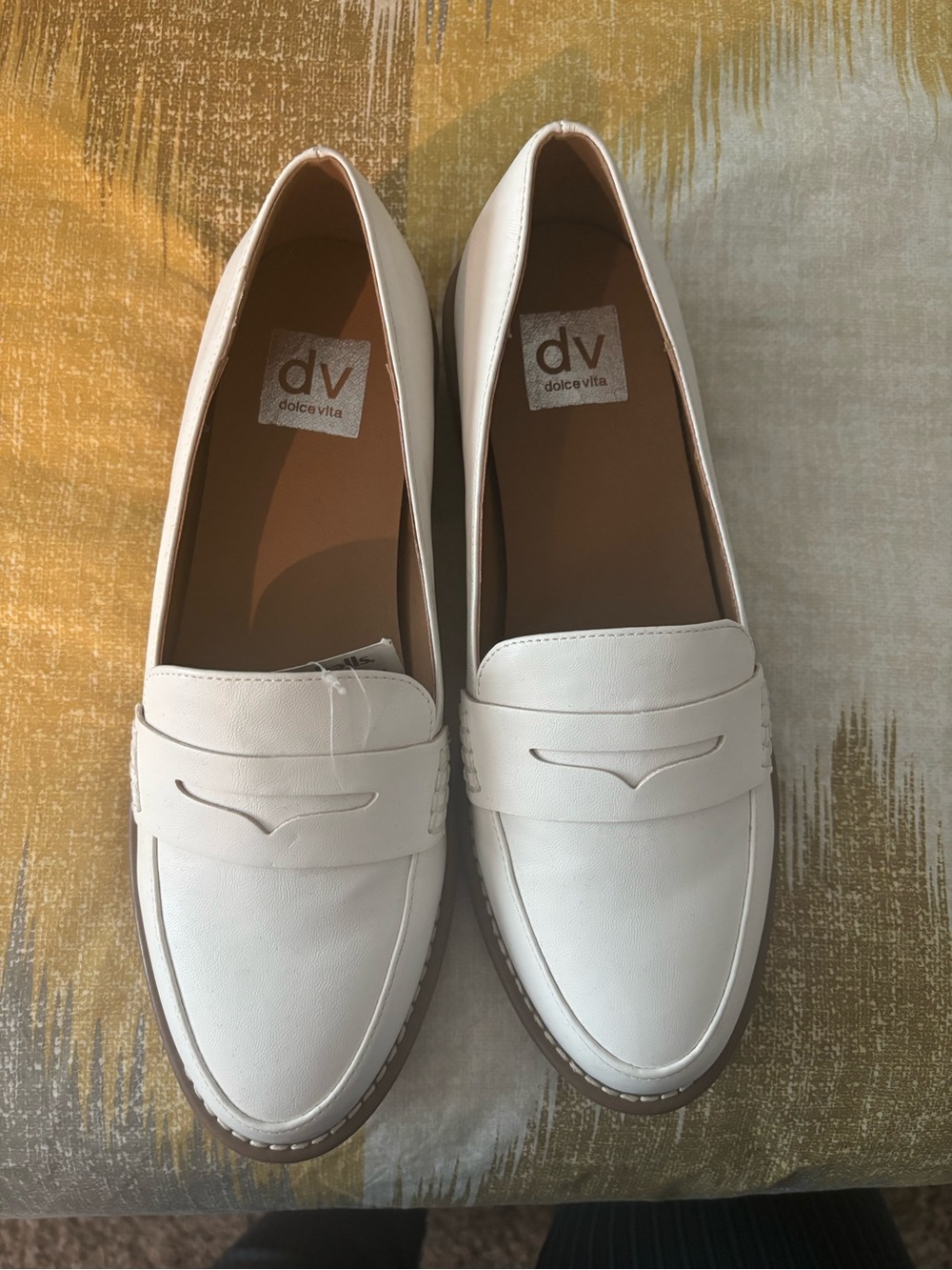 Dolce Vita White Leather Penny Loafers